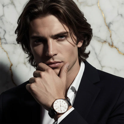 Brown hair flowing - hand near face