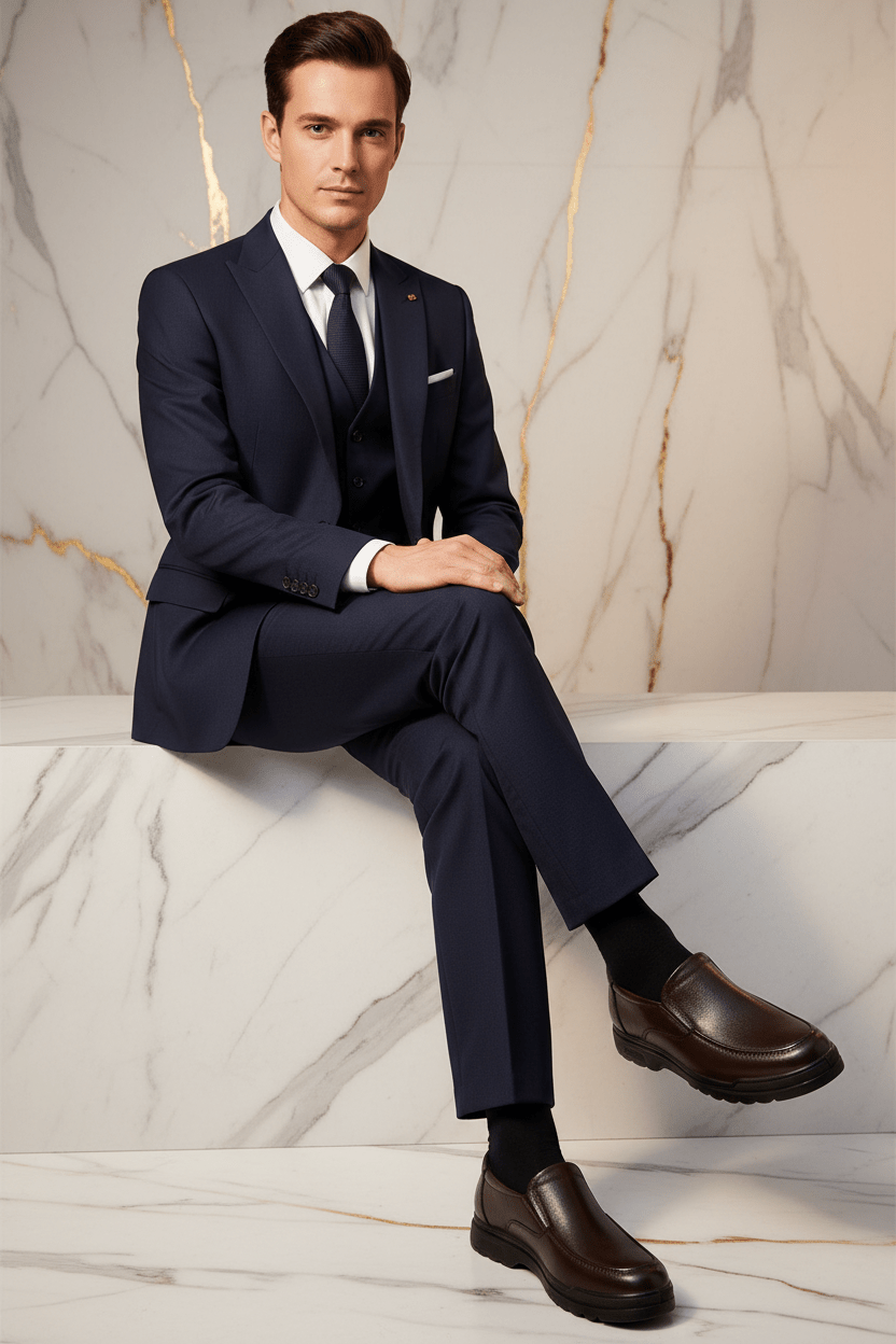 Brown shoe elegant man - sitting