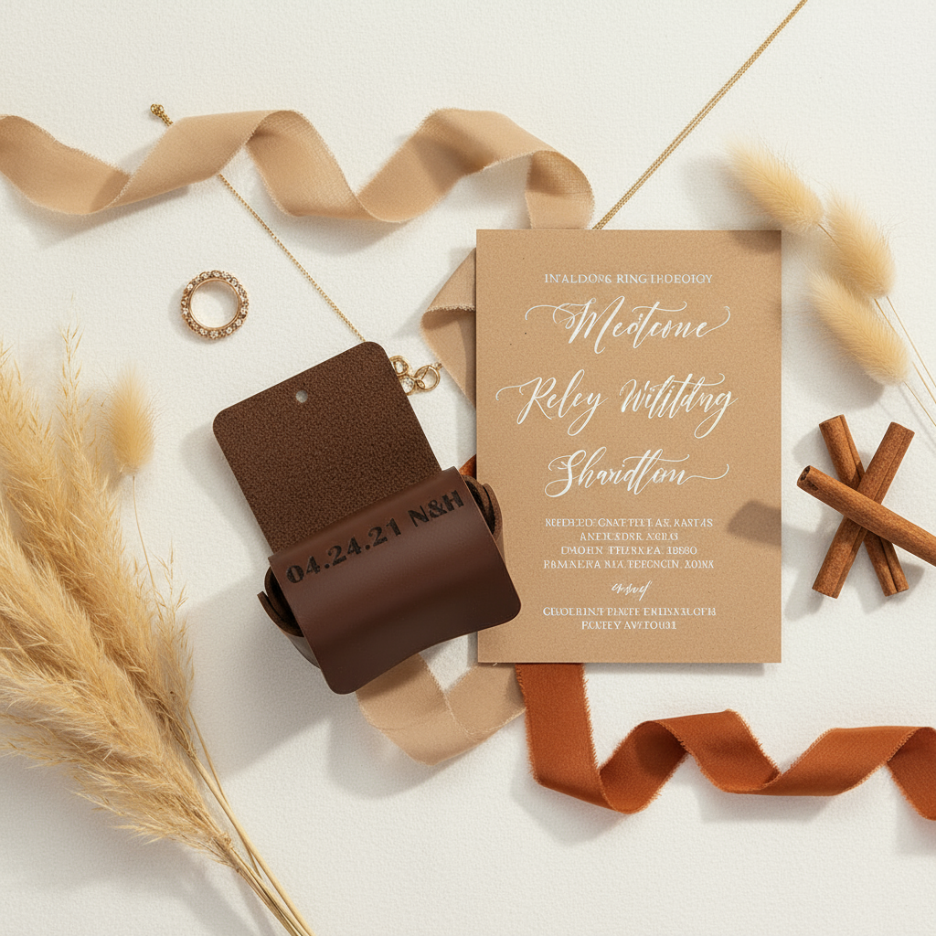 Brown Wedding Pouch Editorial Composition