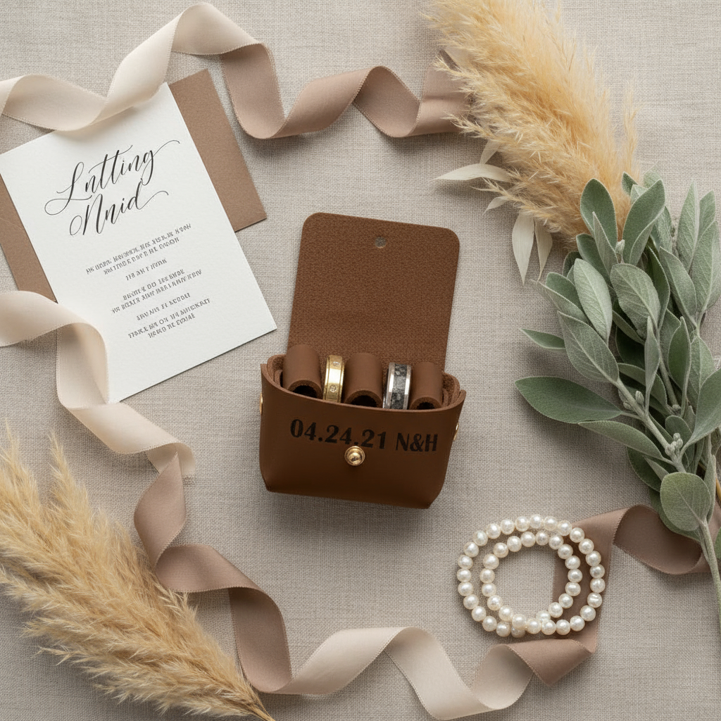 Brown Wedding Pouch Editorial Composition
