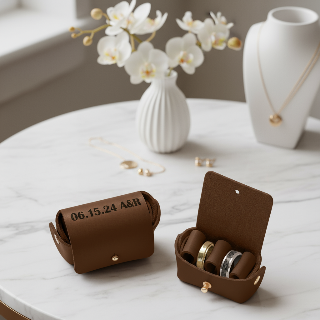 Brown Wedding Pouch on Marble