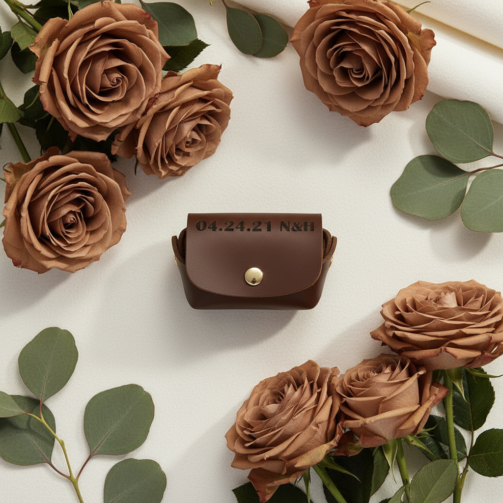 Brown Wedding Pouch with Roses