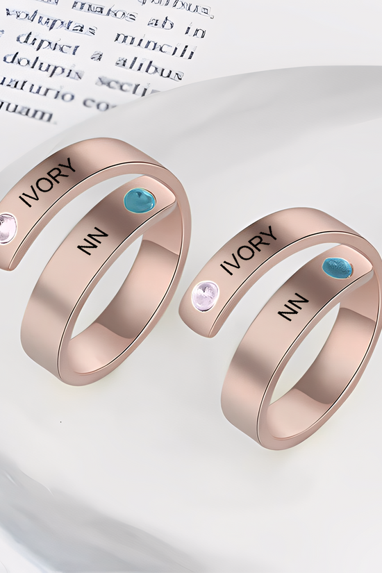 Rose Gold Custom Name 925 Silver Rhinestone Ring