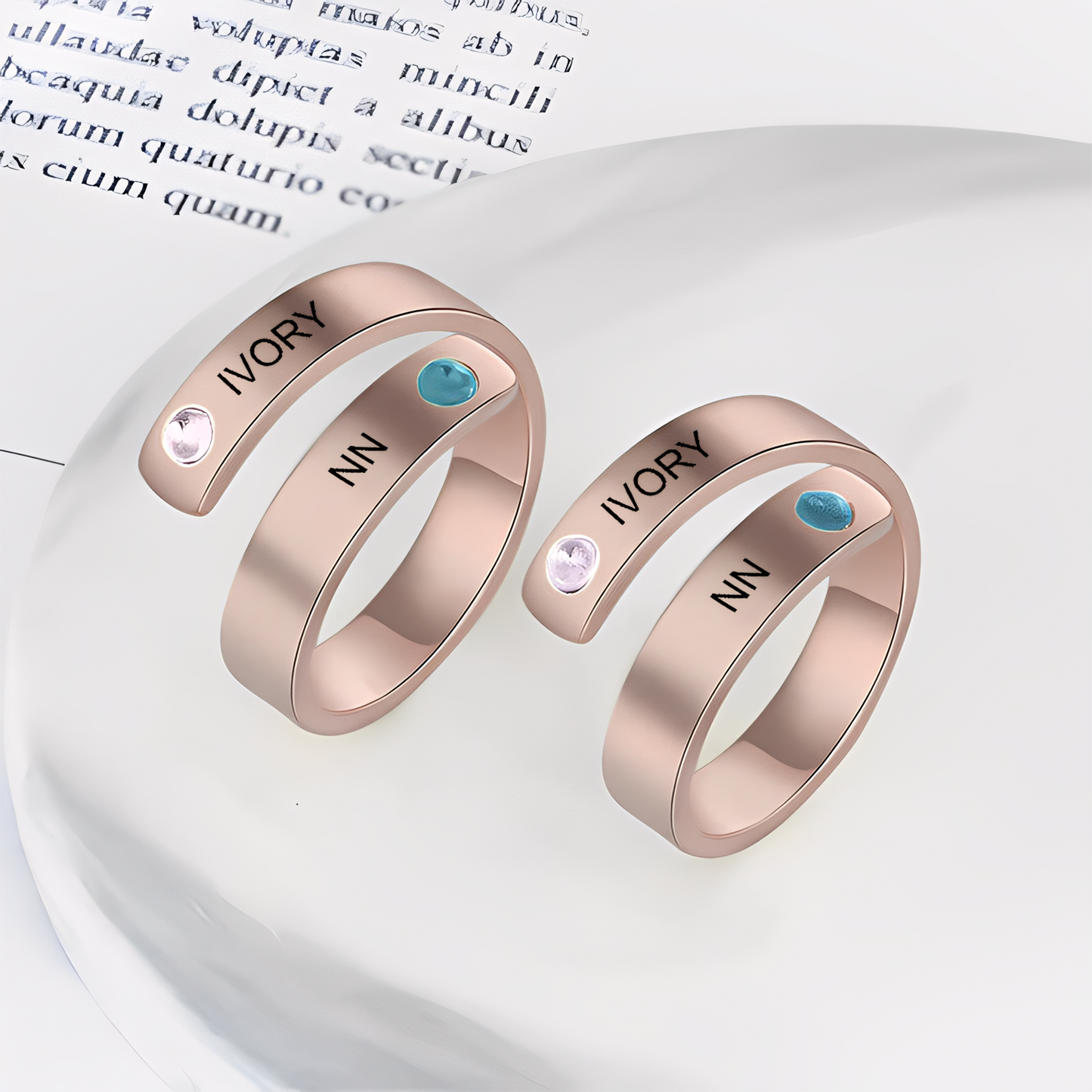 Rose Gold Custom Name 925 Silver Rhinestone Ring