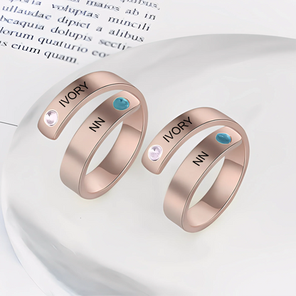 Rose Gold Custom Name 925 Silver Rhinestone Ring