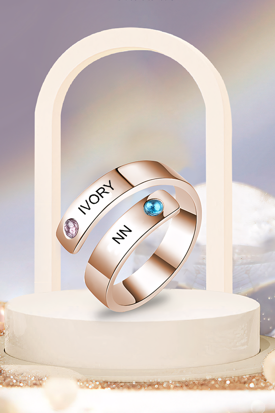 Rose Gold Custom Name 925 Silver Rhinestone Ring