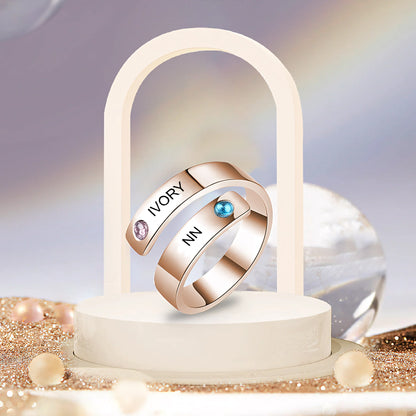 Rose Gold Custom Name 925 Silver Rhinestone Ring