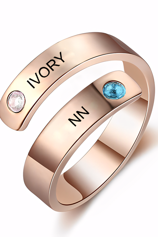 Rose Gold Custom Name 925 Silver Rhinestone Ring