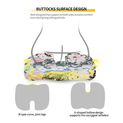 Floral Orthopedic Memory Foam Seat Black Cushion