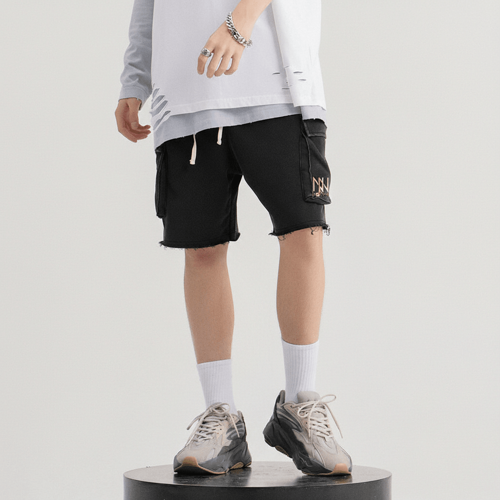 Cargo Shorts White Ripped Tee IVORYNN