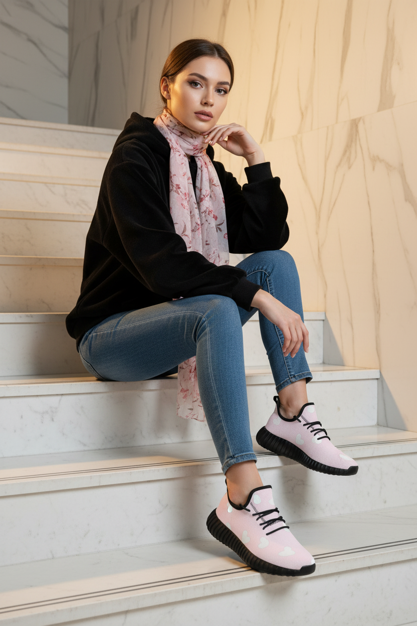 Casual Outfit Sneaker - Sitting Marble Steps