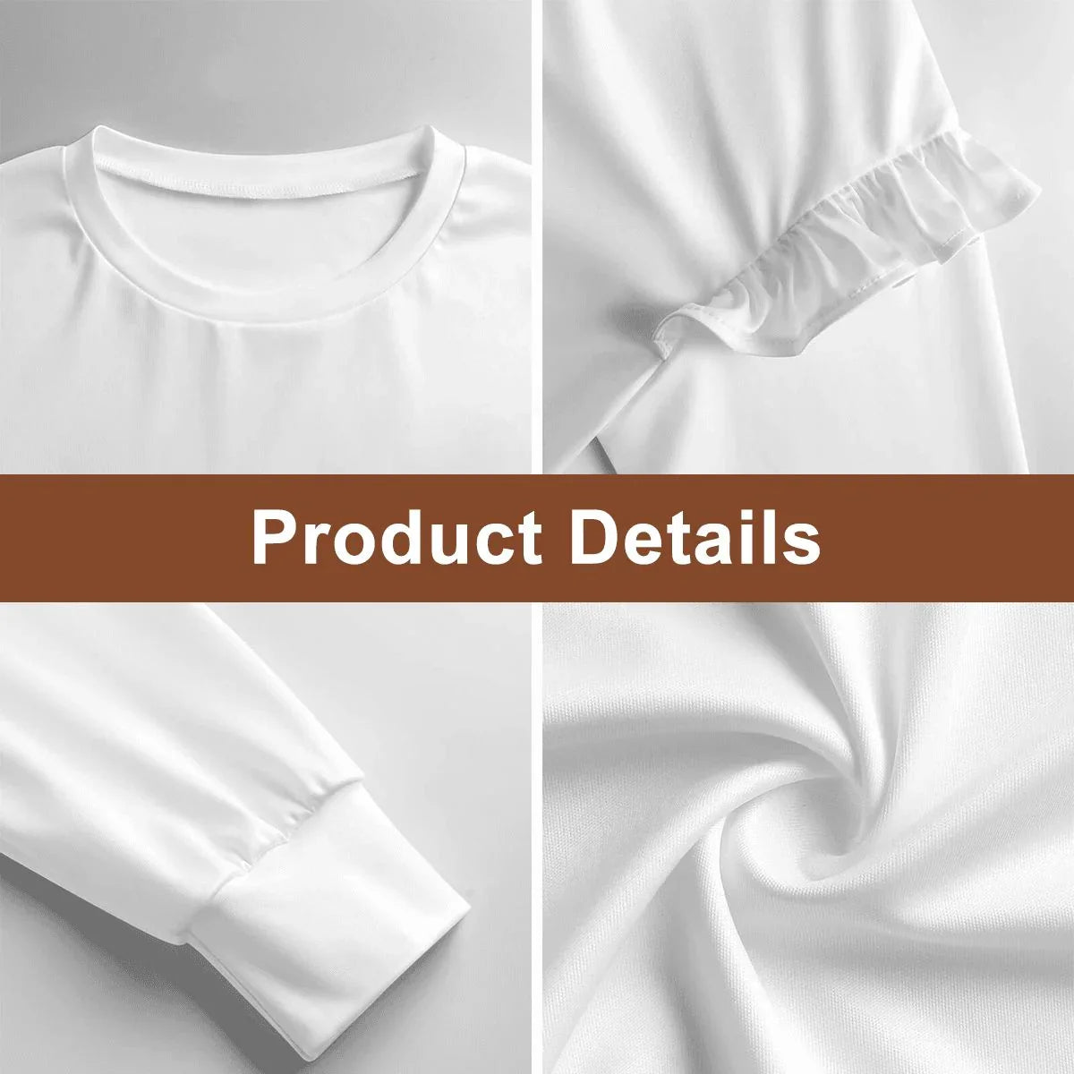 Plus Size Solid Floral Ruffled Shoulder Sweatshirt