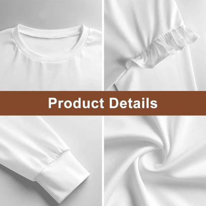 Solid Floral Ruffled Shoulder Sweatshirt