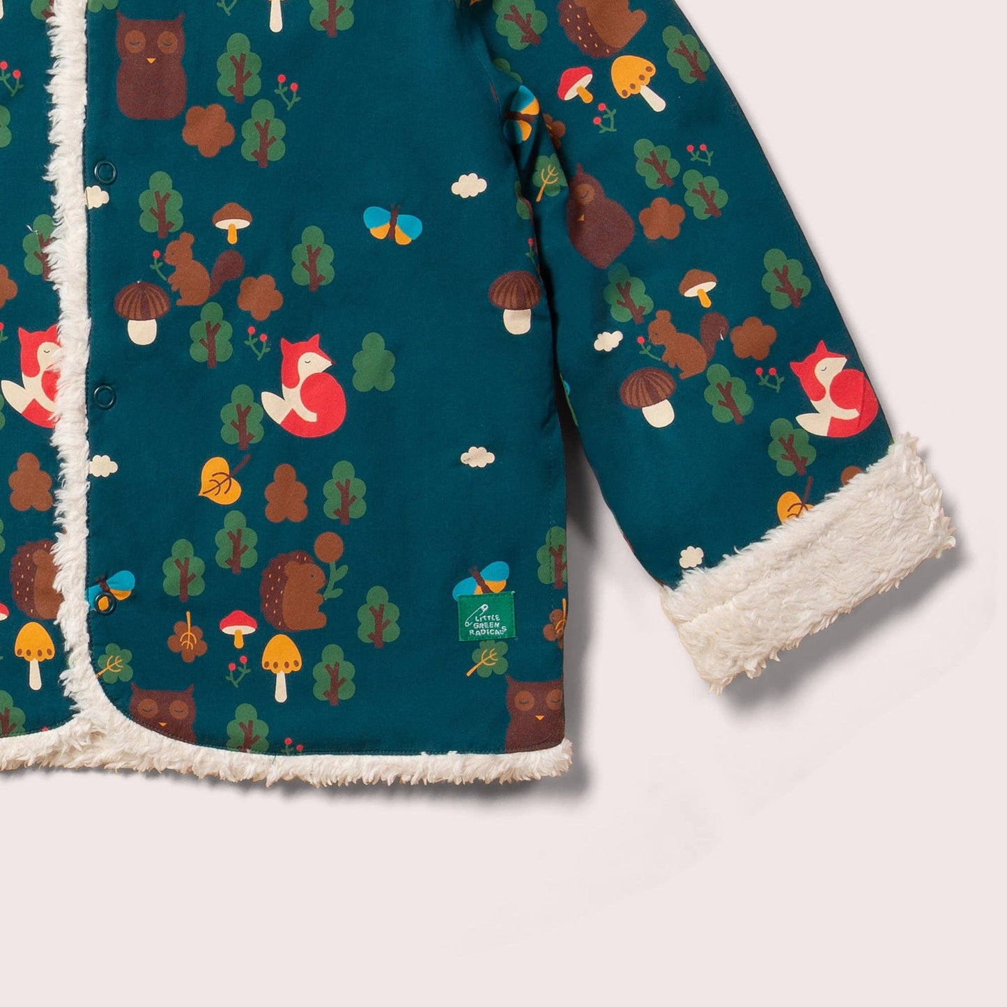Kids Enchanted Forest Reversible Organic Cotton Sherpa Cosy Jacket