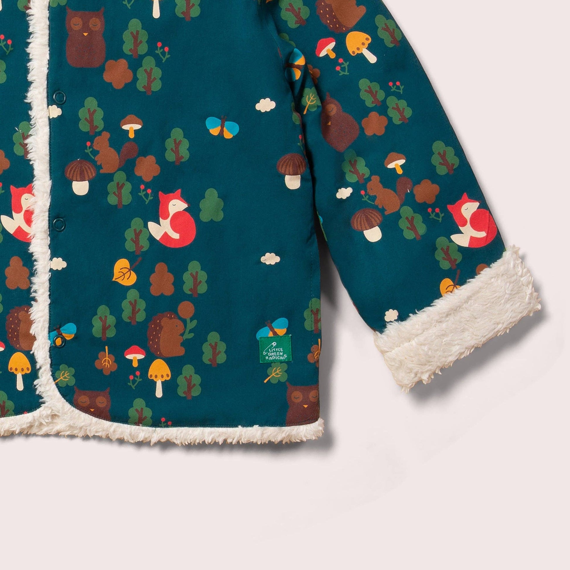 Kids Enchanted Forest Reversible Organic Cotton Sherpa Cosy Jacket