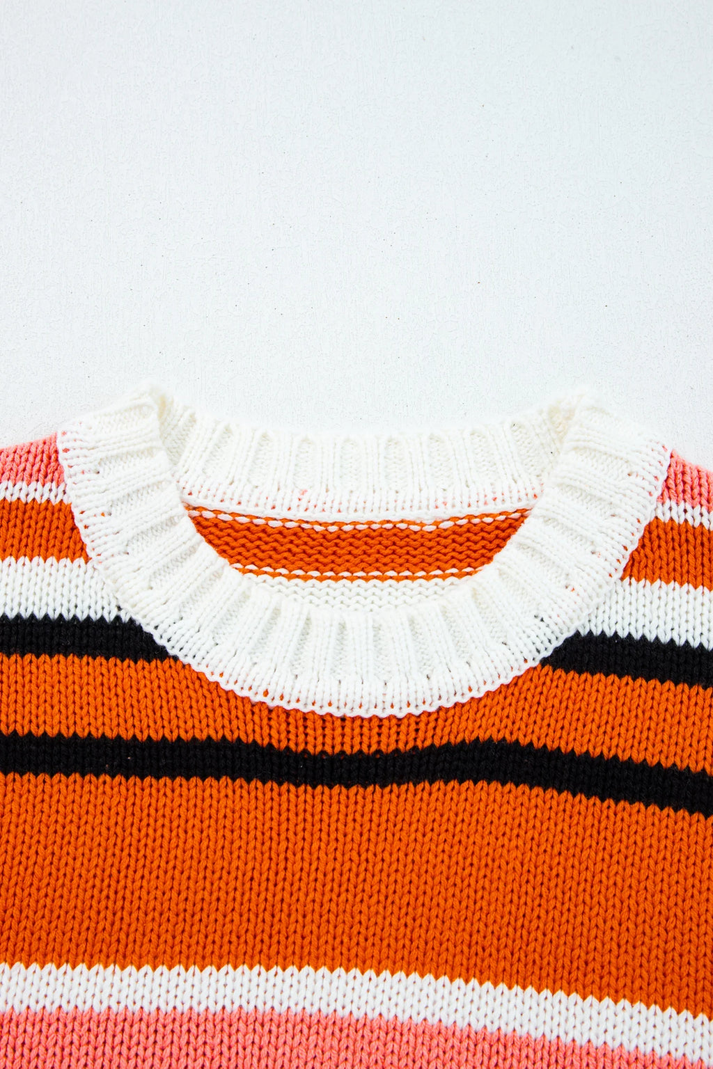 Orange Stripe Drop Shoulder Cropped Pullover