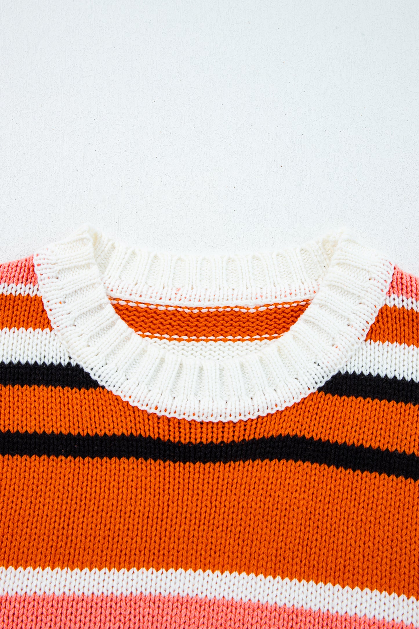 Orange Stripe Drop Shoulder Cropped Pullover