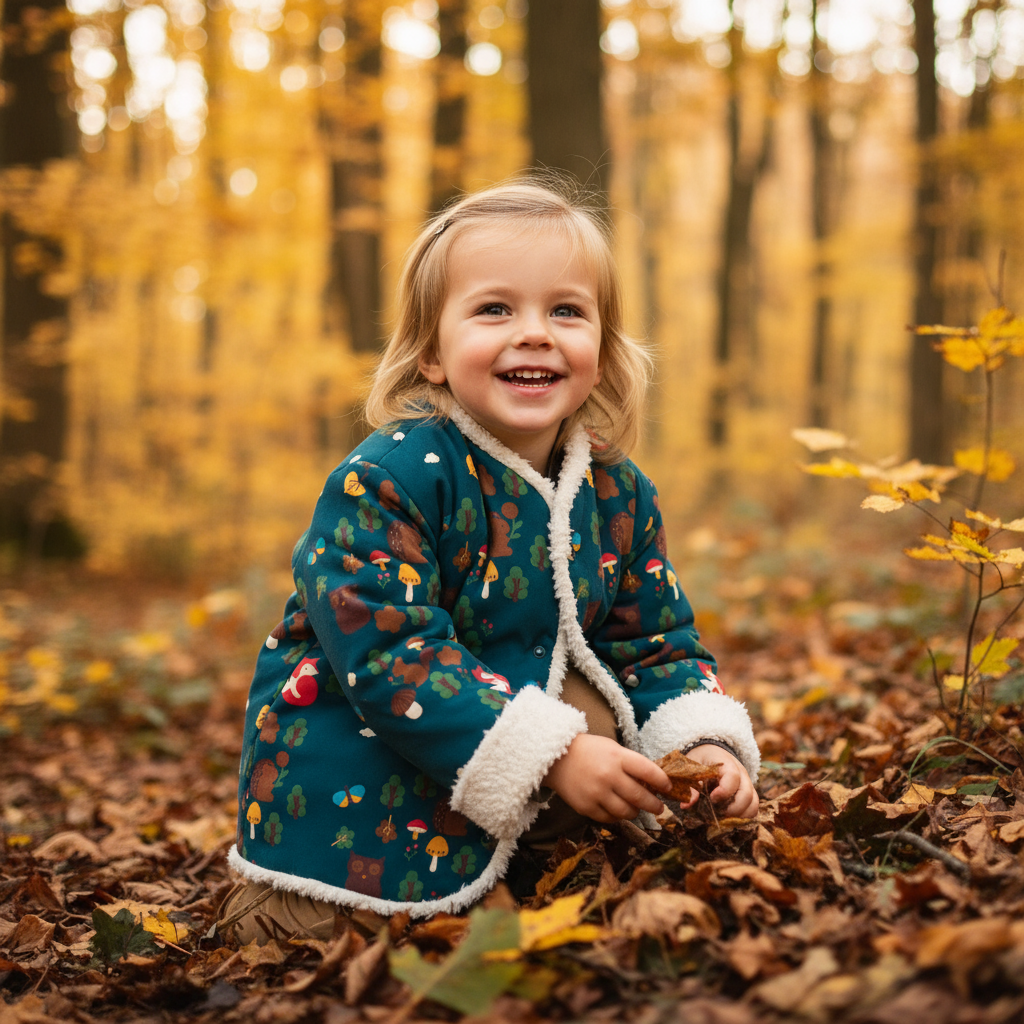 Child in woodland jacket - forest