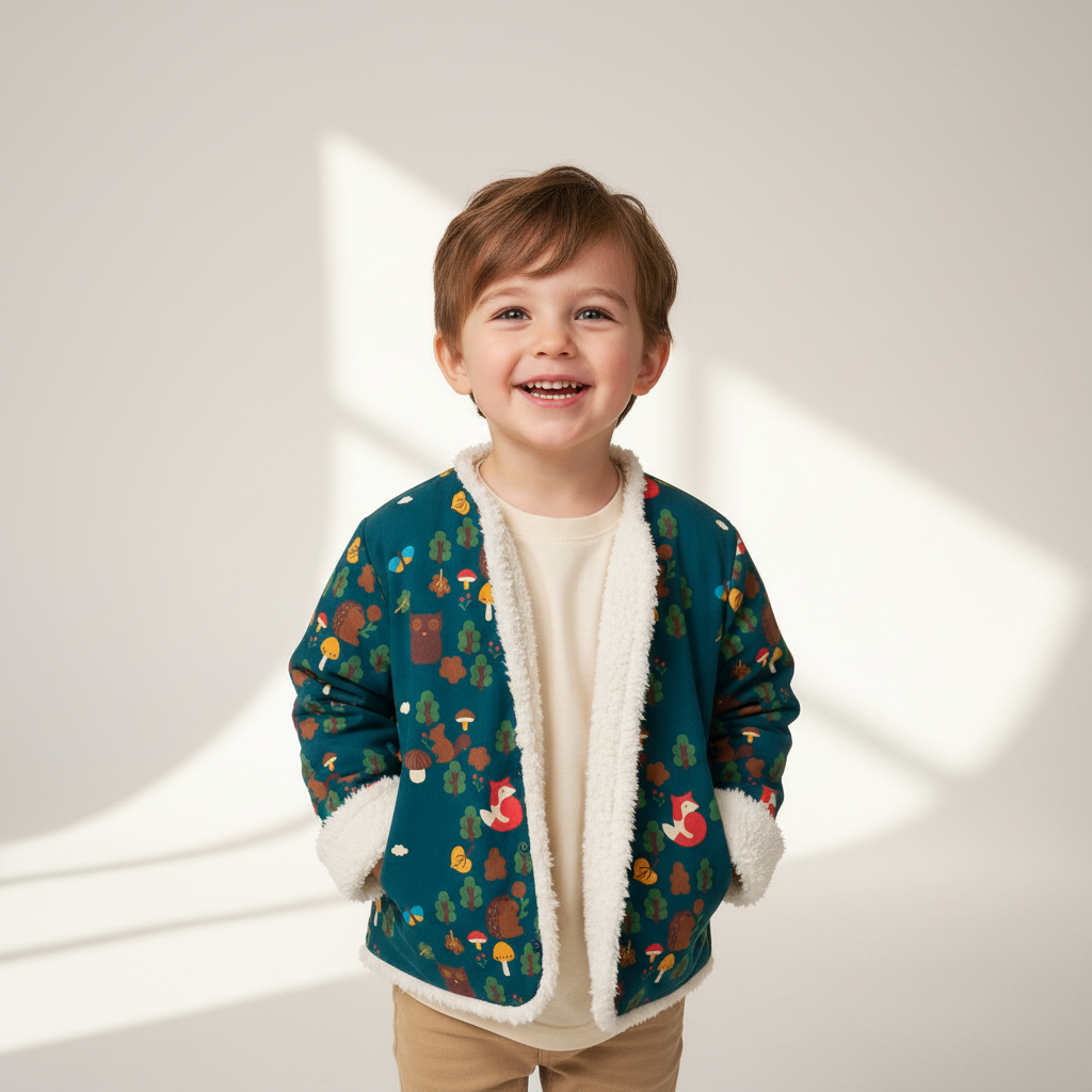 Child in woodland jacket - studio