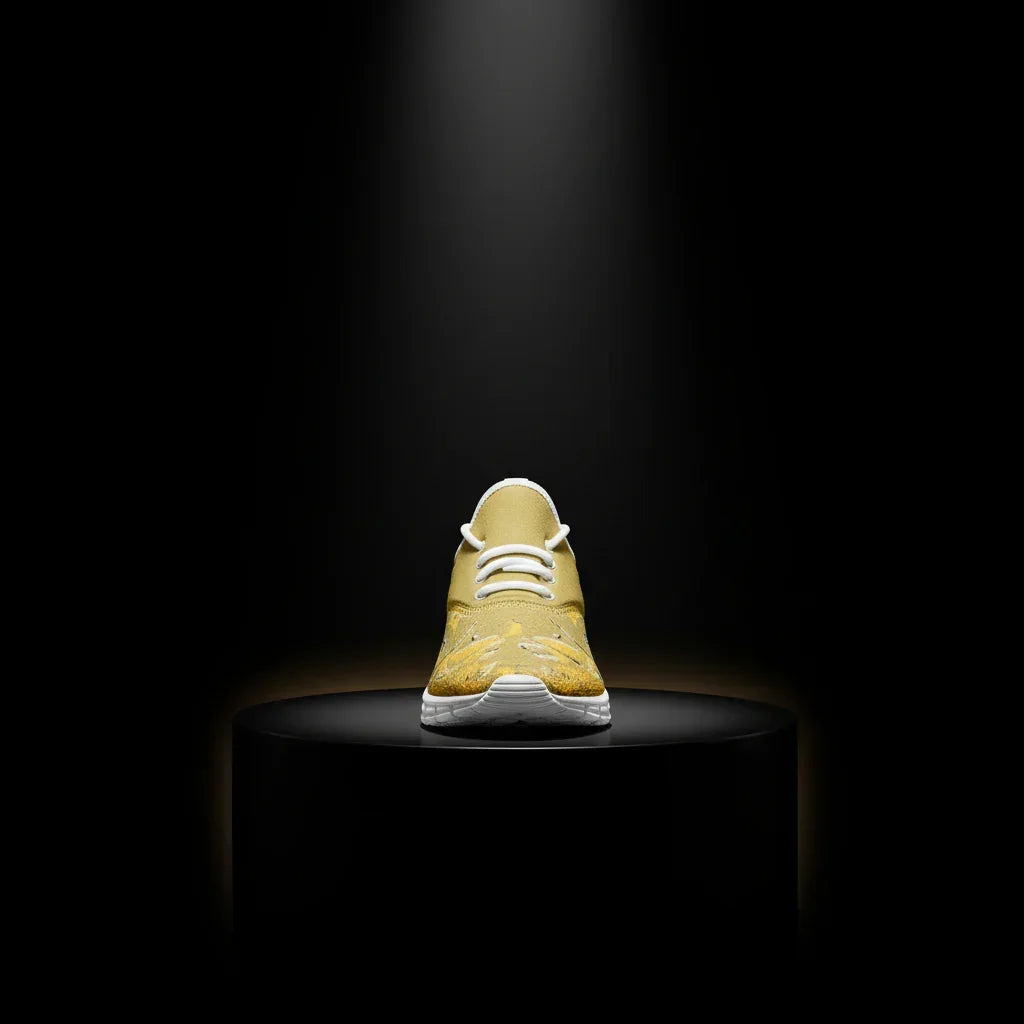 Cinematic single sneaker with spotlight