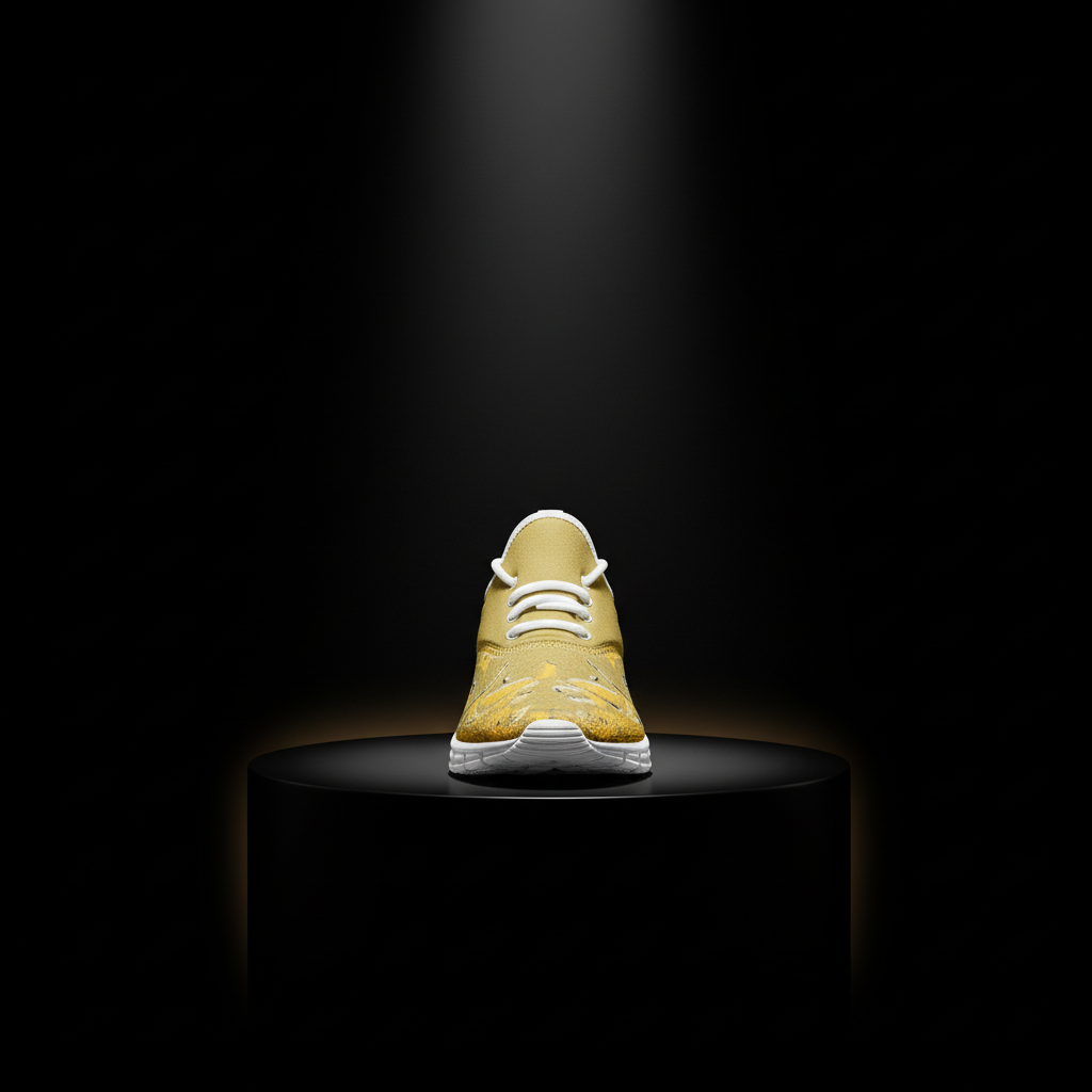 Cinematic single sneaker with spotlight