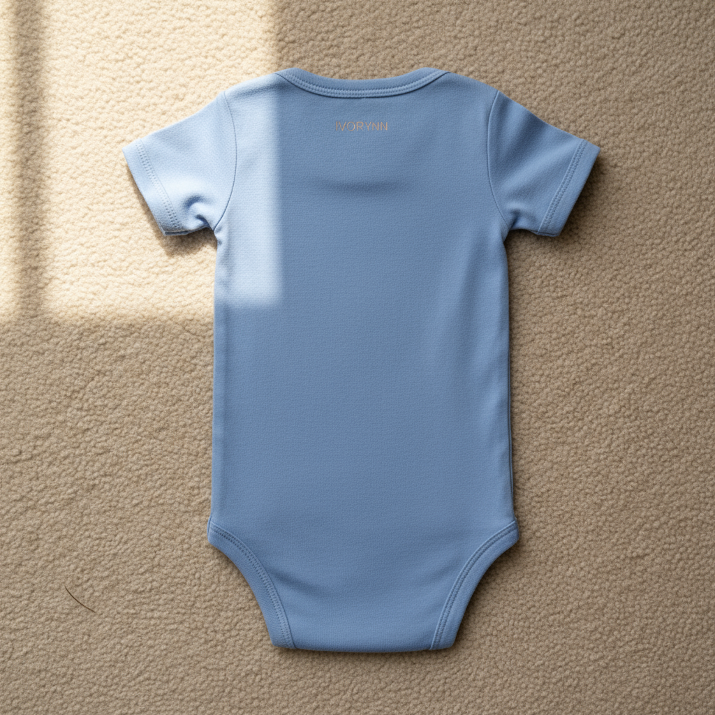 Close-up back view with IVORYNN branding on beige carpet