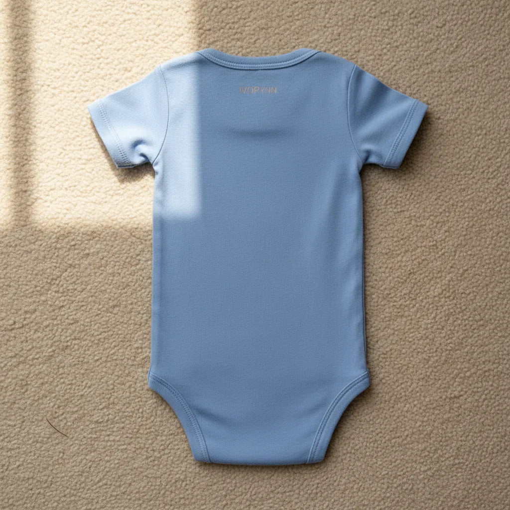 Close-up back view with IVORYNN branding on beige carpet