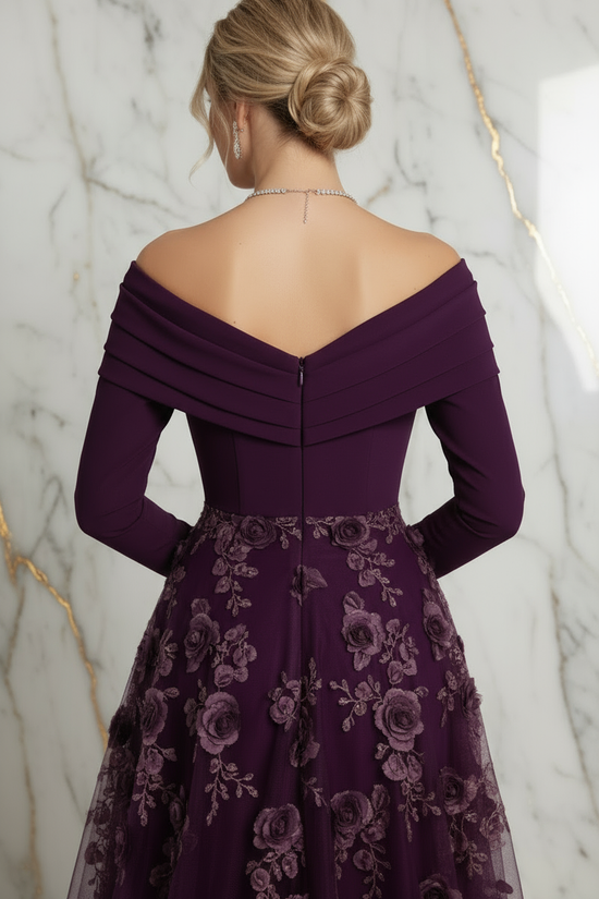 Close-up back zipper detail - Purple gown