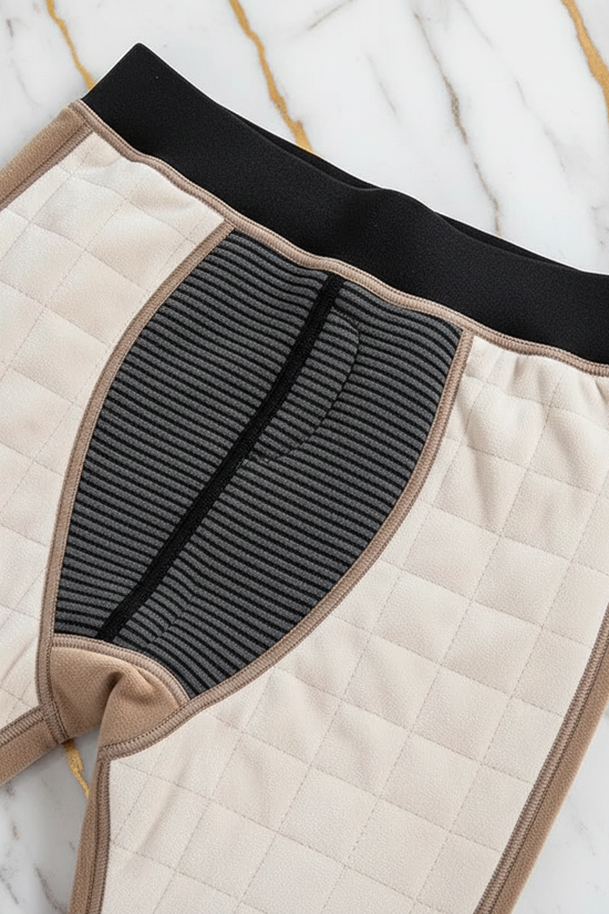 Close-up detail - waistband and ribbed panel