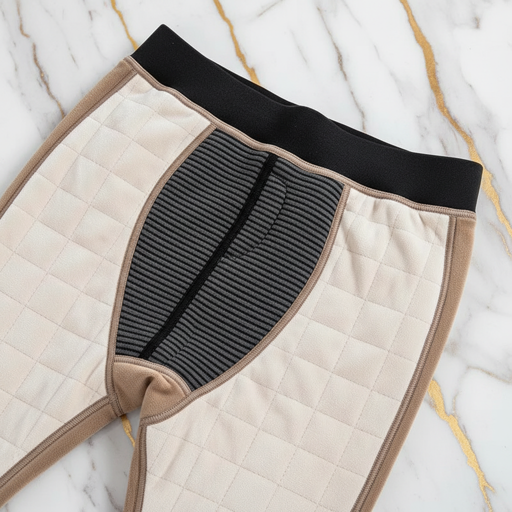 Close-up detail - waistband and ribbed panel