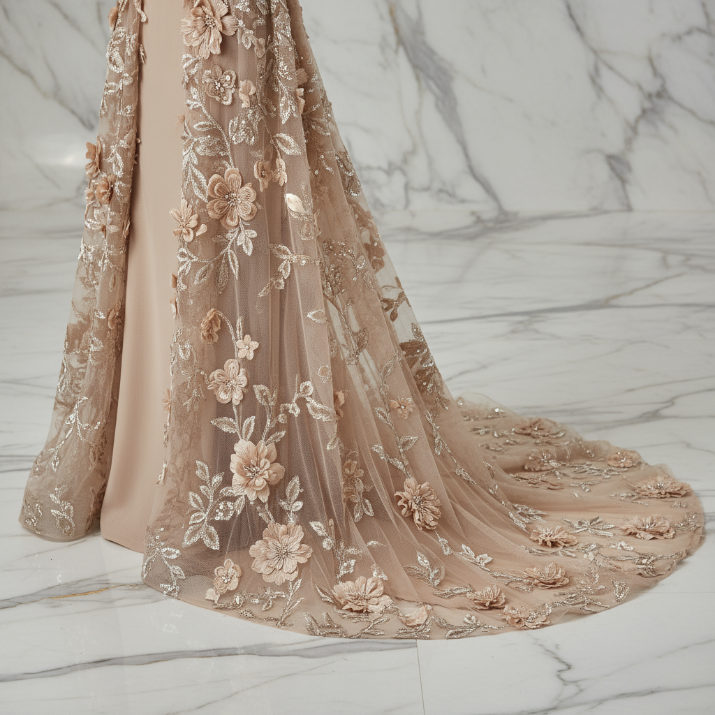 Close-up floral details - Beige gown