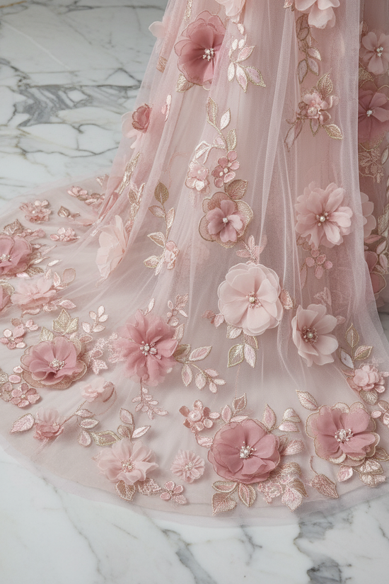 Close-up floral details - Pink gown