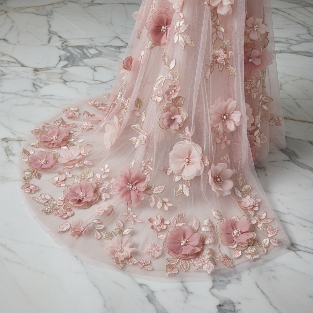 Close-up floral details - Pink gown