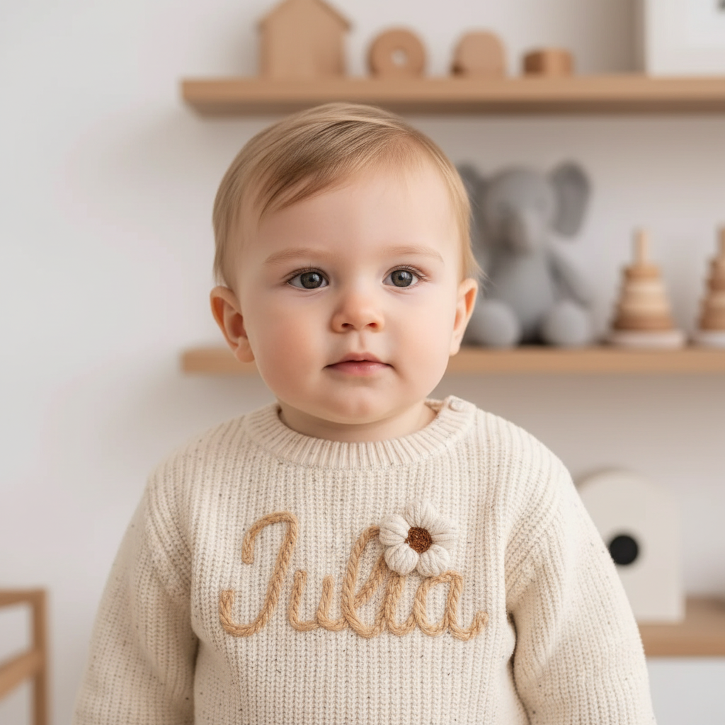 Close-up front view showing embroidery