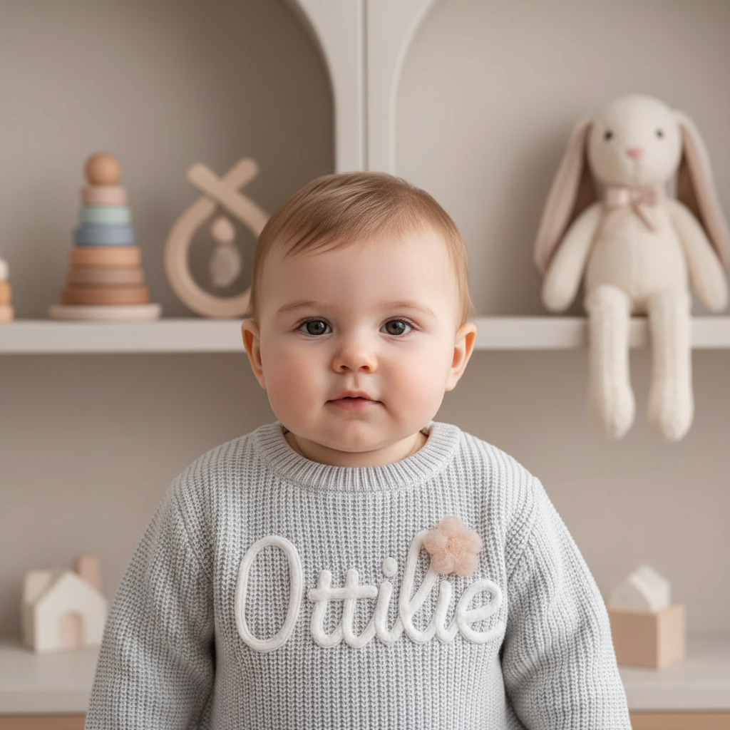 Close-up front view showing embroidery