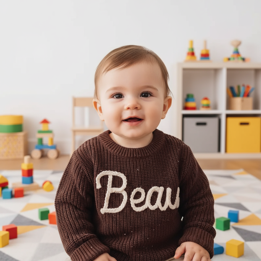 Close-up front view showing embroidery