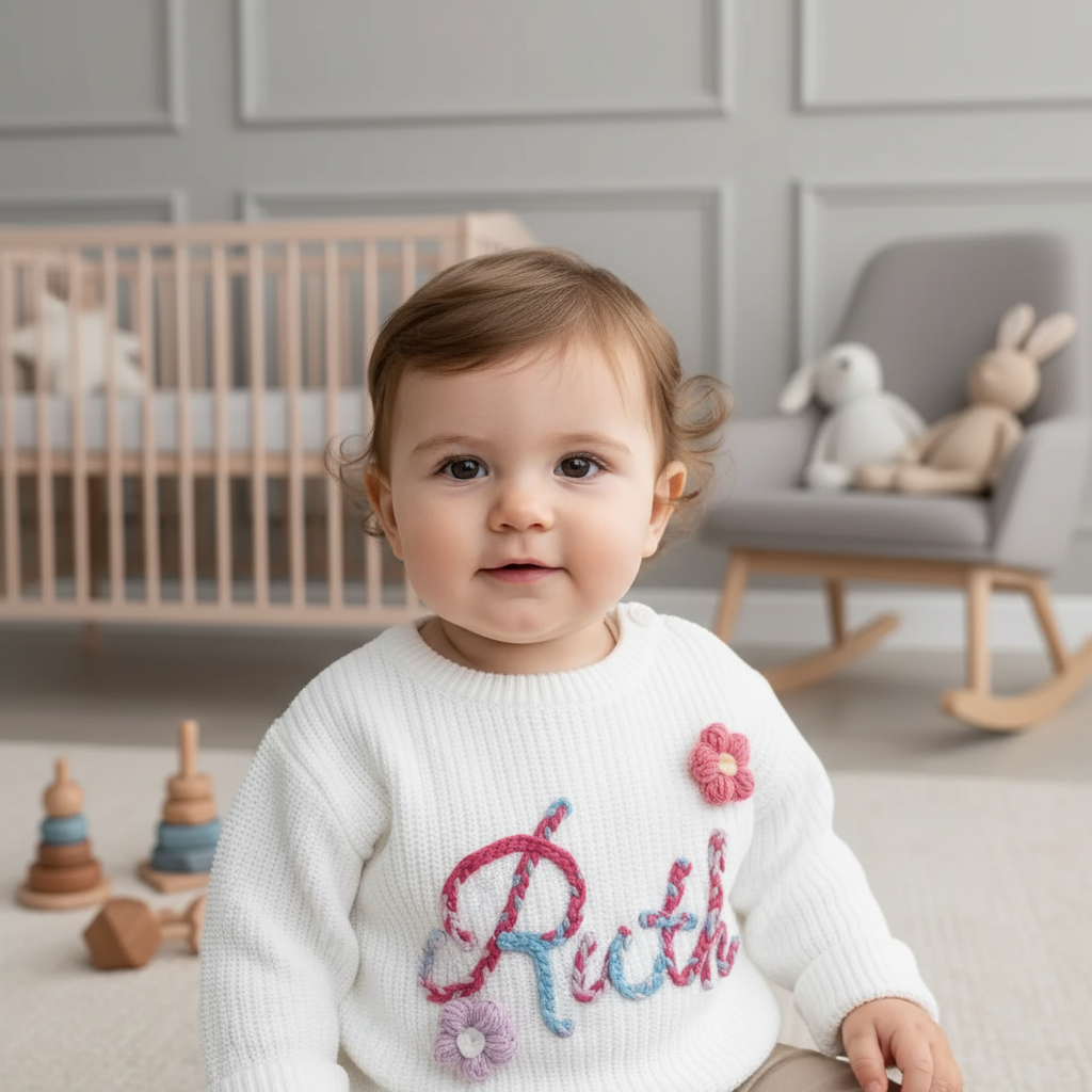 Close-up front view showing embroidery