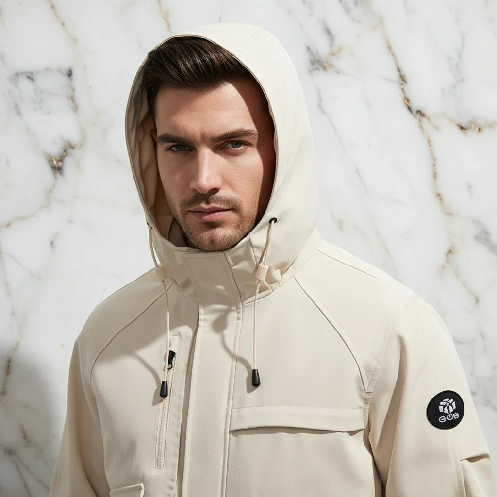 Close-up hood and upper chest