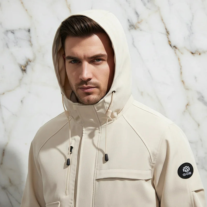 Close-up hood and upper chest