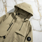 Close-up hood and upper chest