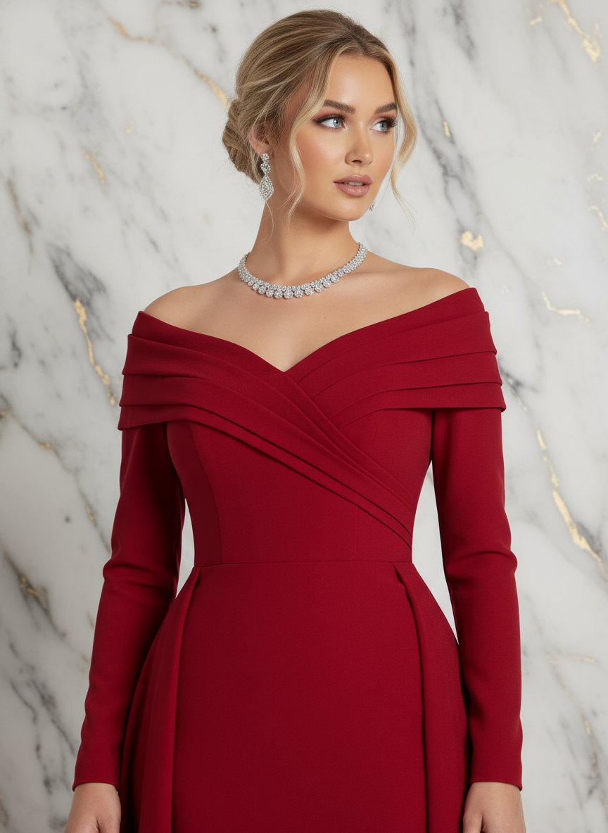Close-up neckline - Red gown
