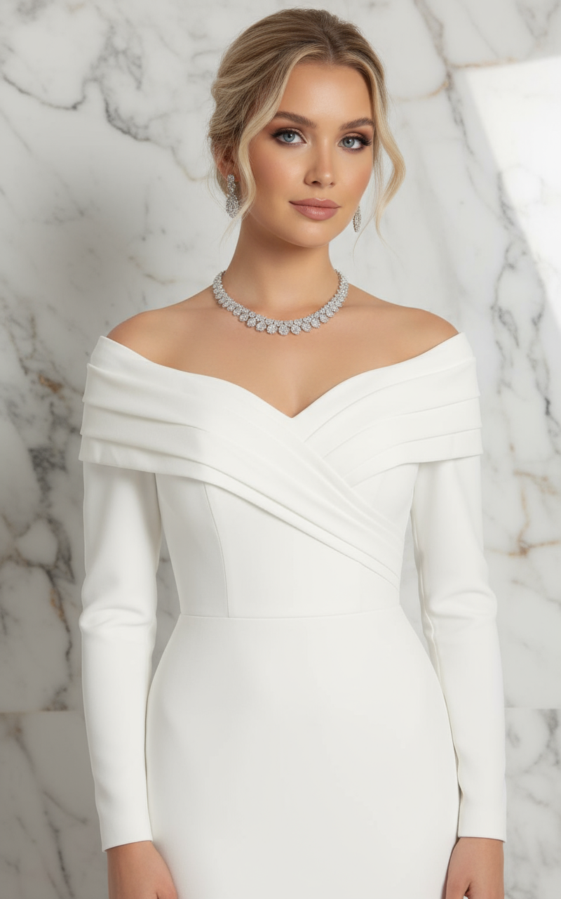 Close-up neckline - White gown