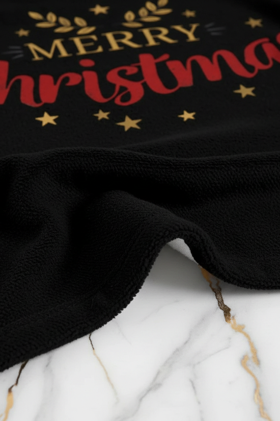 Close-up of black flannel fabric weave