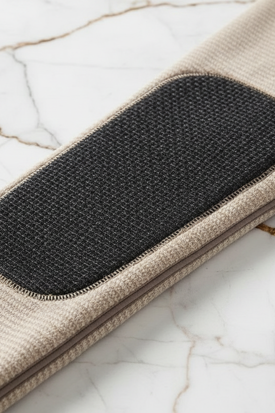 Close-up of black knee patch texture