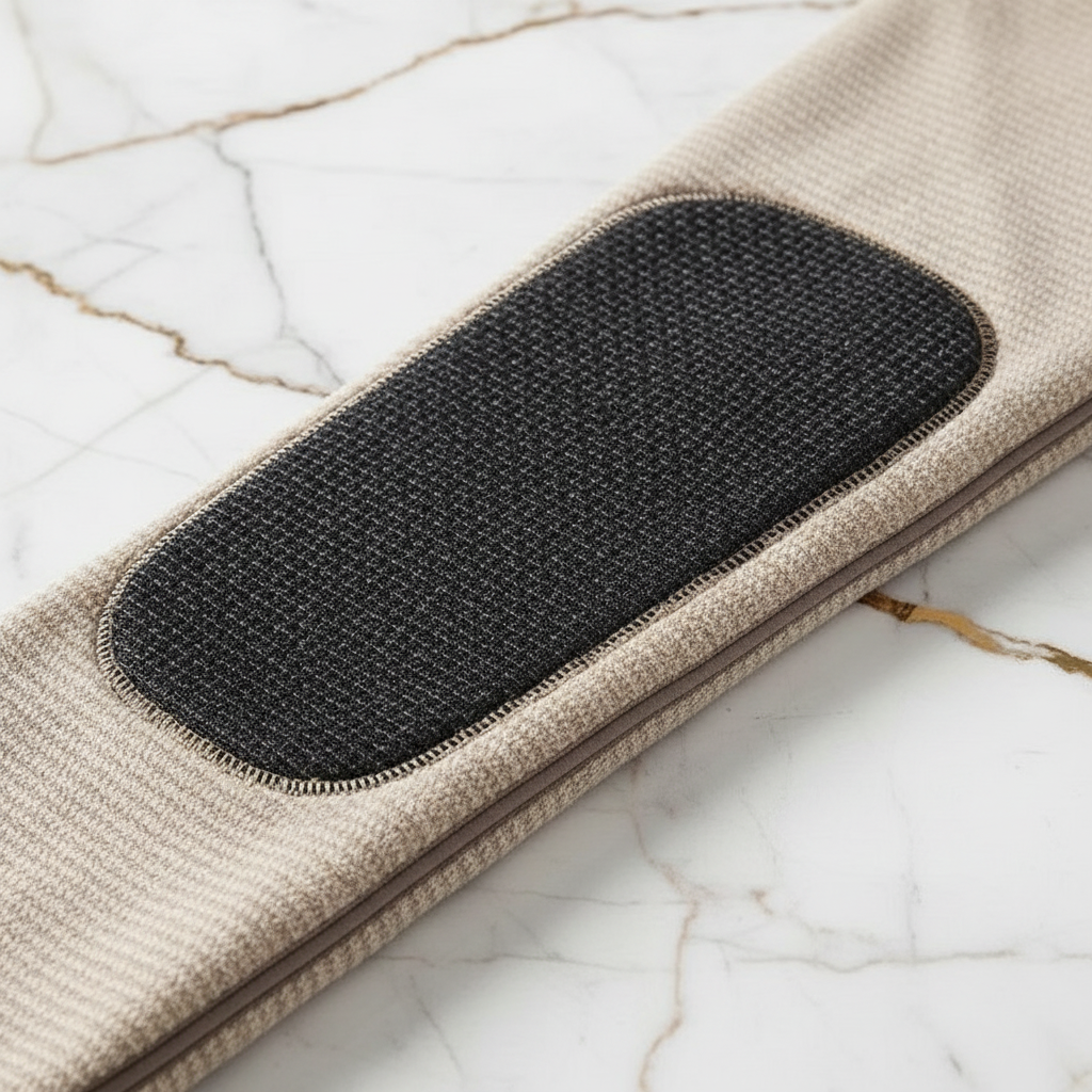 Close-up of black knee patch texture