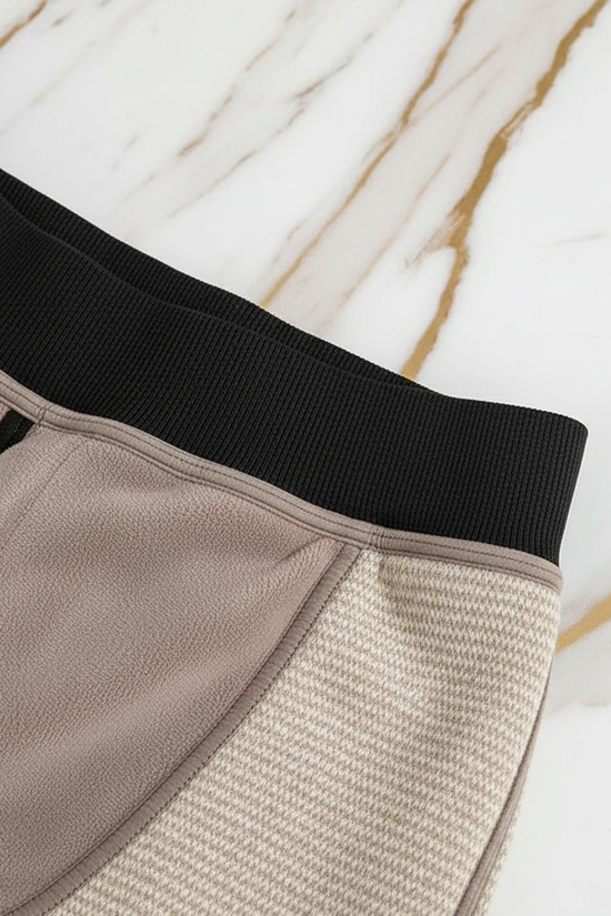 Close-up of black waistband construction