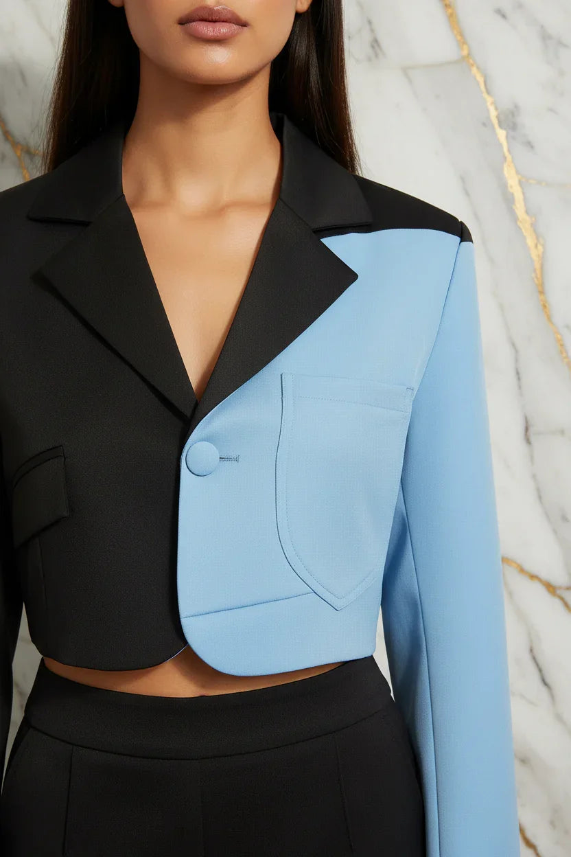 Close-up of button and pocket detail