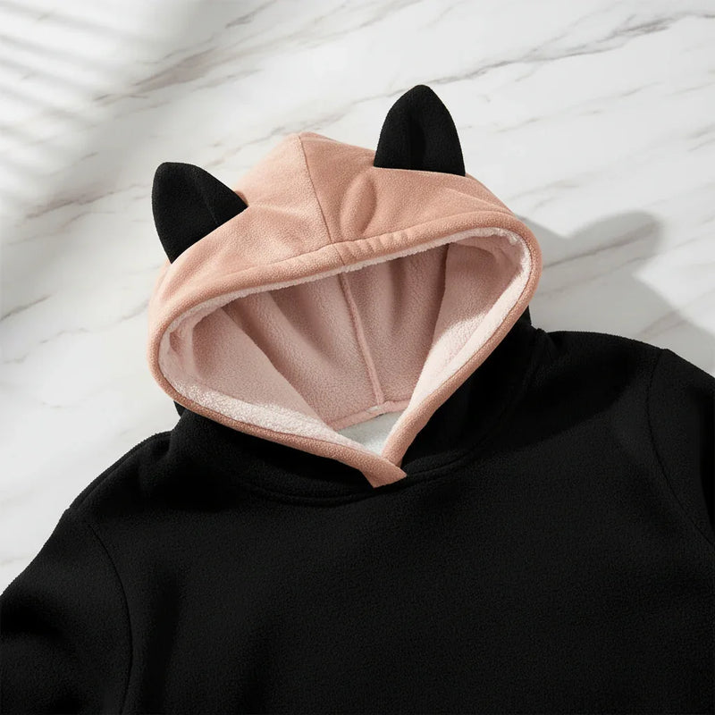 Close-up of cat ear hood detail