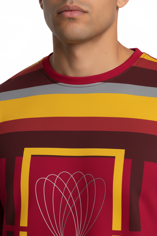 Close-up of chest graphic