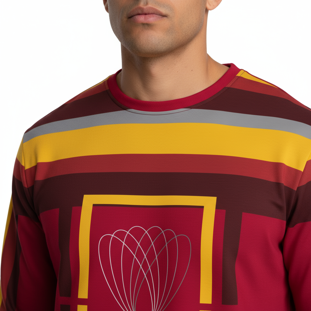 Close-up of chest graphic